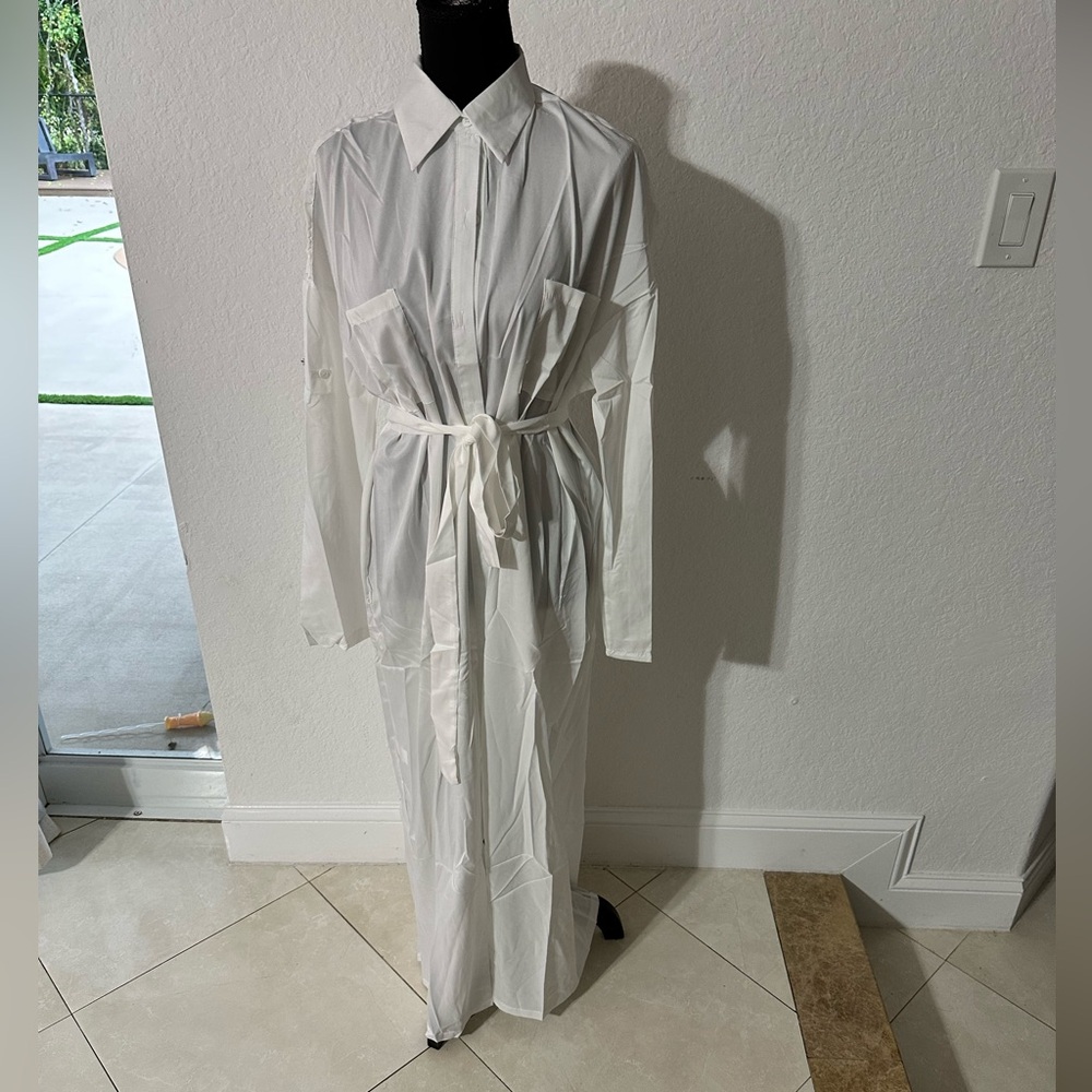 OC order plus Elegant White Long Sleeve Dress shirt dress size XXL plus size